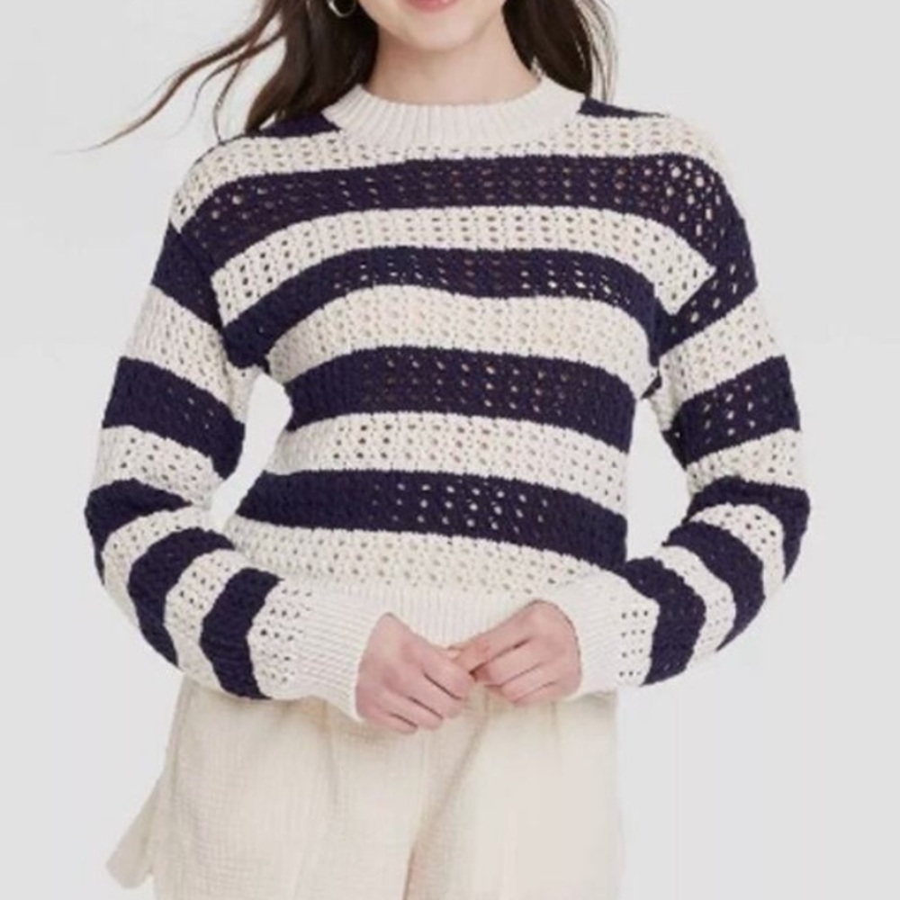 UNIVERSAL THREAD Striped Crocheted Sweater
